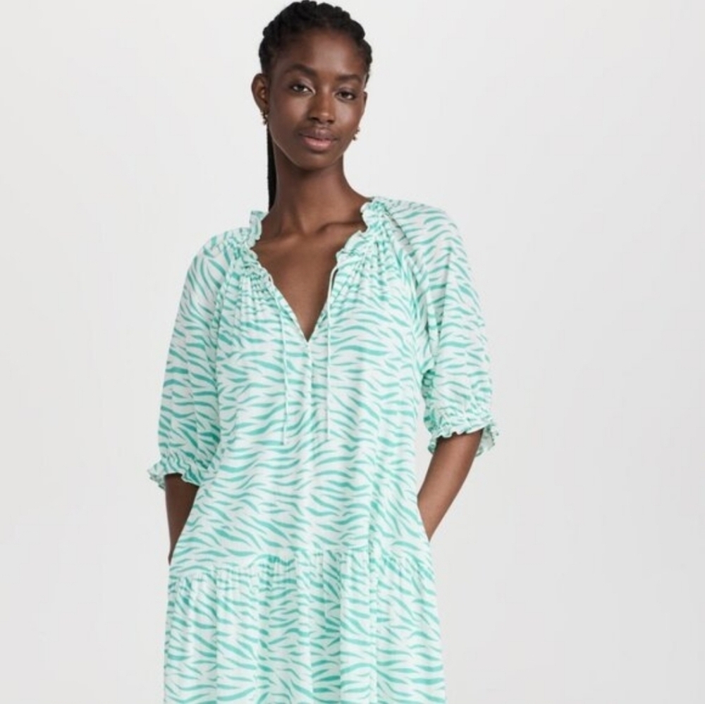 NWT Xirena Lyta Teal Tiger Stripe Dress Size XS